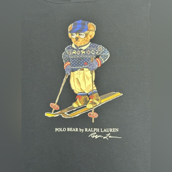Polo Ralph Lauren Fleece Hoodie Dress Bear on Skis Sweatshirt Girls Navy 6X - Picture 4 of 12